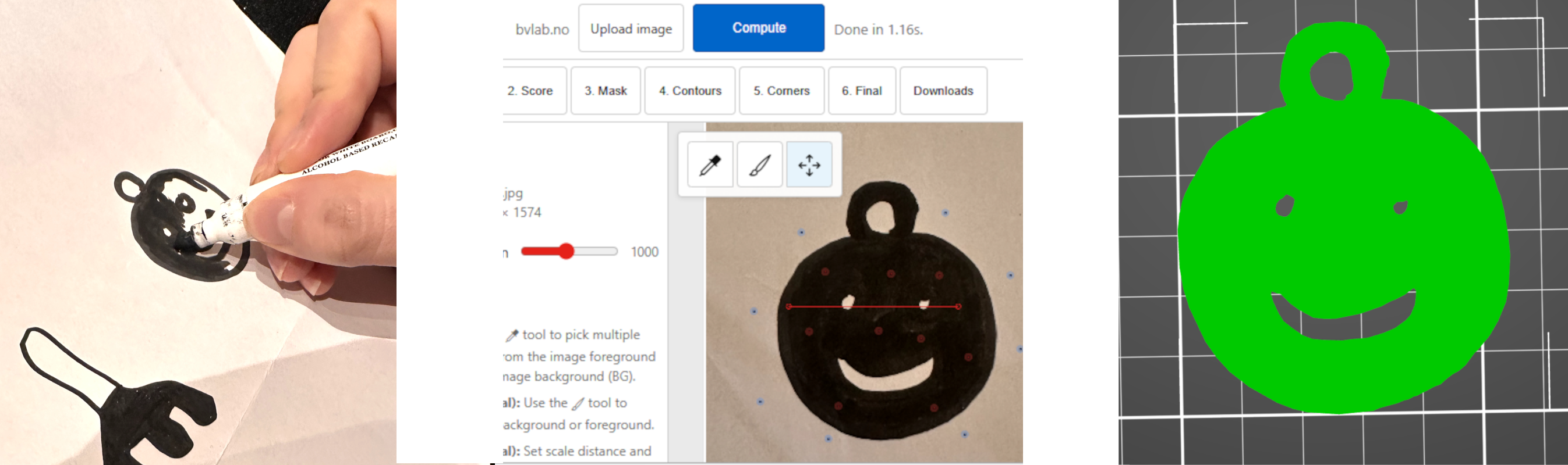 Example: paper drawing to 3D printed object
